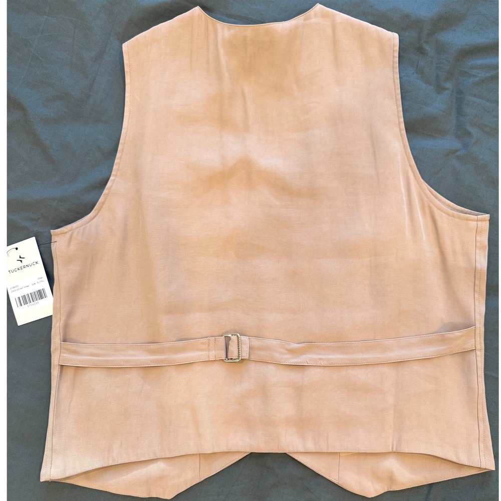 Nwt Tuckernuck Khaki Tan Tailored Button Front Vest Adjustable Cinch Back XL/XXL - Picture 3 of 12